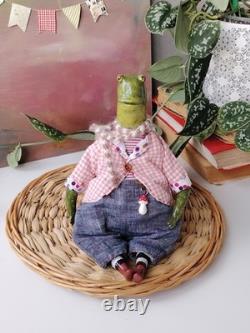 OOAK Art Doll Frog Handmade Artist Collectible Doll NatalitaArt Toad Froggy