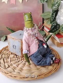 OOAK Art Doll Frog Handmade Artist Collectible Doll NatalitaArt Toad Froggy