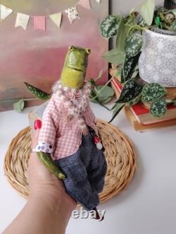 OOAK Art Doll Frog Handmade Artist Collectible Doll NatalitaArt Toad Froggy