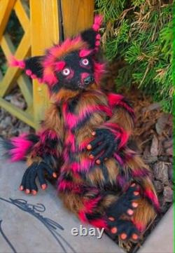 OOAK Art toy, Fantasy Creature Poseable Handmade Lemur Collectible toy by artist
