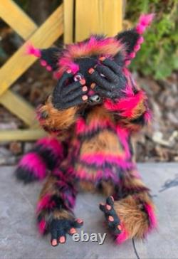 OOAK Art toy, Fantasy Creature Poseable Handmade Lemur Collectible toy by artist