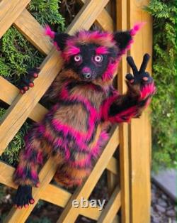 OOAK Art toy, Fantasy Creature Poseable Handmade Lemur Collectible toy by artist