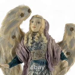 OOAK Mixed Media Art Doll PETER WOLF Guardian Angel Hand Sculpted Real Feathers