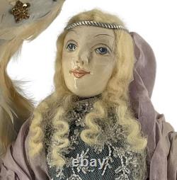 OOAK Mixed Media Art Doll PETER WOLF Guardian Angel Hand Sculpted Real Feathers