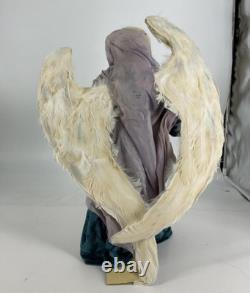 OOAK Mixed Media Art Doll PETER WOLF Guardian Angel Hand Sculpted Real Feathers
