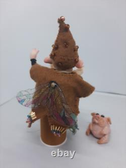 Old Elf and Old Dog Handmade collectible doll with movable head, arms and legs