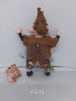 Old Elf and Old Dog Handmade collectible doll with movable head, arms and legs