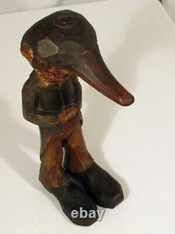 One-Of-A-KInd Vintage Folk Art Hand-Carved NUTCRACKER Man/Boy with Hat Coat 12