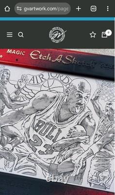 One Of A Kind Authentic Autographed Sketch/Drawing/Shadow Box Etch-A-Sketch