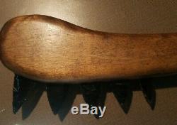 One Of A Kind Battle Axe War Club Knapped Obsidian Spikes Bone Inlay In Handle