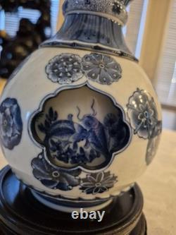 One Of A Kind Blue China Ceramic With base And Top Revolving Showcasing fishes