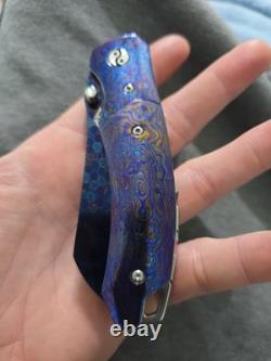 One Of A Kind Collectors Knife With Timascus Handle & Dragon Skin Damascus Blade