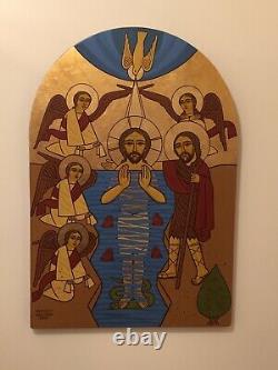 One Of A Kind Coptic Christian Diptych Wood Painting Hand Painted Magdy William