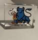 One Of A Kind! Disney Lyons, Mickey Mouse Merrill Lynch Bull Acrylic Paperweight