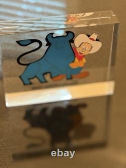 One Of A Kind! Disney LYONS, MICKEY MOUSE MERRILL LYNCH BULL Acrylic Paperweight