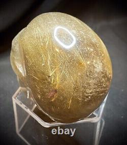 One Of A Kind Golden Rutile Skull Carving 247 Grams