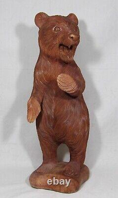 One Of A Kind Hand Carved 20 Tall Wooden Brown Bear Cub Statue Ooak Figure Wow