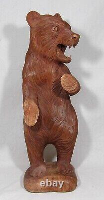 One Of A Kind Hand Carved 20 Tall Wooden Brown Bear Cub Statue Ooak Figure Wow