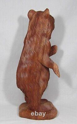 One Of A Kind Hand Carved 20 Tall Wooden Brown Bear Cub Statue Ooak Figure Wow