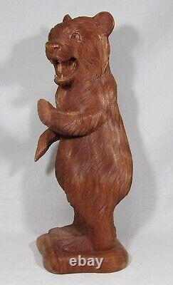 One Of A Kind Hand Carved 20 Tall Wooden Brown Bear Cub Statue Ooak Figure Wow