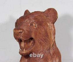 One Of A Kind Hand Carved 20 Tall Wooden Brown Bear Cub Statue Ooak Figure Wow