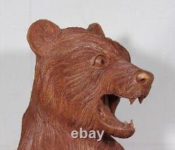 One Of A Kind Hand Carved 20 Tall Wooden Brown Bear Cub Statue Ooak Figure Wow