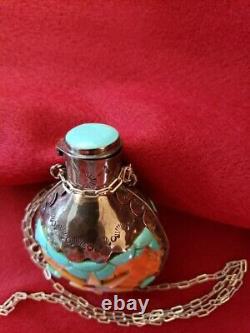 One Of A Kind Hand Crafted Native American Zuni Tobacco Flask