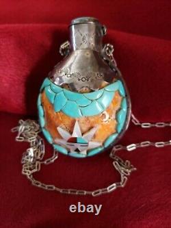 One Of A Kind Hand Crafted Native American Zuni Tobacco Flask