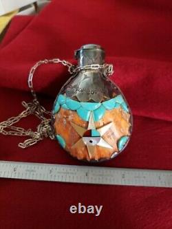 One Of A Kind Hand Crafted Native American Zuni Tobacco Flask