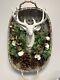 One Of A Kind, Hand Made, Wall Hanging, Deer Head In Cigar Basket With Cotton, G