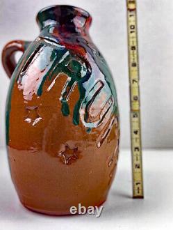 One Of A Kind Handmade Trump Brown Crock Jug Artist Signed Pottery