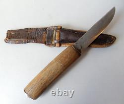 One-Of-A-Kind Hmong (Vietnam) Handmade 10 Knife, Wood handle, Leather Sheath