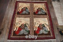 One-Of-A-Kind Pictorial Hafiz Poetry 10x11 Kashmar Oriental Area Rug Collectible