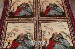 One-Of-A-Kind Pictorial Hafiz Poetry 10x11 Kashmar Oriental Area Rug Collectible