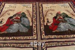 One-Of-A-Kind Pictorial Hafiz Poetry 10x11 Kashmar Oriental Area Rug Collectible