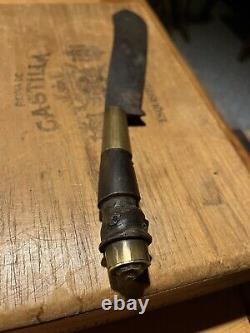 One Of A Kind Rare Antique Hand Made Knife With Carved Wooden Handle