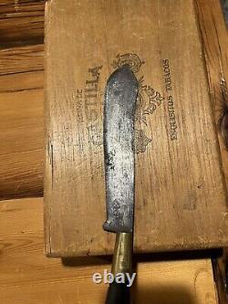 One Of A Kind Rare Antique Hand Made Knife With Carved Wooden Handle