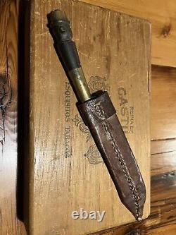 One Of A Kind Rare Antique Hand Made Knife With Carved Wooden Handle