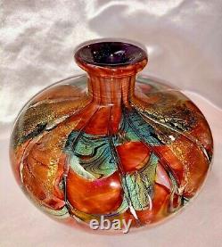 One Of A Kind! Rare Large BRANLY French Art Glass Vase Signed. Beautiful