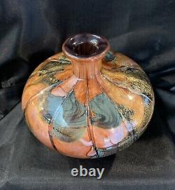 One Of A Kind! Rare Large BRANLY French Art Glass Vase Signed. Beautiful