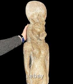 One Of A Kind Rare Large Sekhmet Wearing the Sun Disk with Cobra