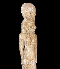 One Of A Kind Rare Large Sekhmet Wearing the Sun Disk with Cobra