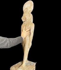 One Of A Kind Rare Large Sekhmet Wearing the Sun Disk with Cobra