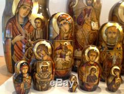 One Of A Kind Russian Religious Icons 30 Nest. Doll Holy Faces And Icons 19