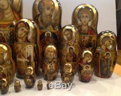 One Of A Kind Russian Religious Icons 30 Nest. Doll Holy Faces And Icons 19