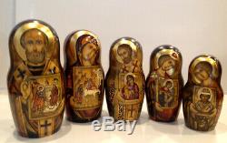 One Of A Kind Russian Religious Icons 30 Nest. Doll Holy Faces And Icons 19