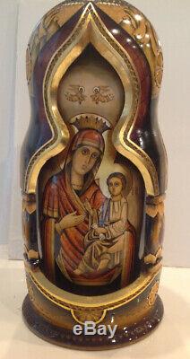 One Of A Kind Russian Religious Icons 30 Nest. Doll Holy Faces And Icons 19