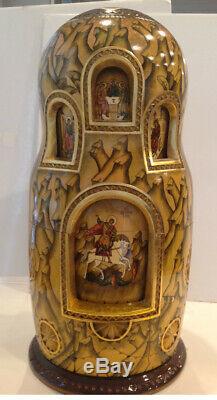 One Of A Kind Russian Religious Icons 30 Nest. Doll Holy Faces And Icons 19