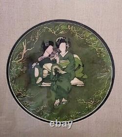 One Of A Kind Stunning Framed Shibori Tie Dye Japanese Artwork Two Geishas
