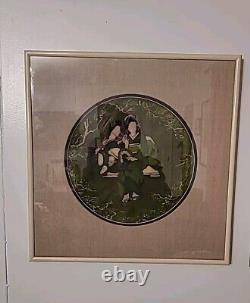 One Of A Kind Stunning Framed Shibori Tie Dye Japanese Artwork Two Geishas